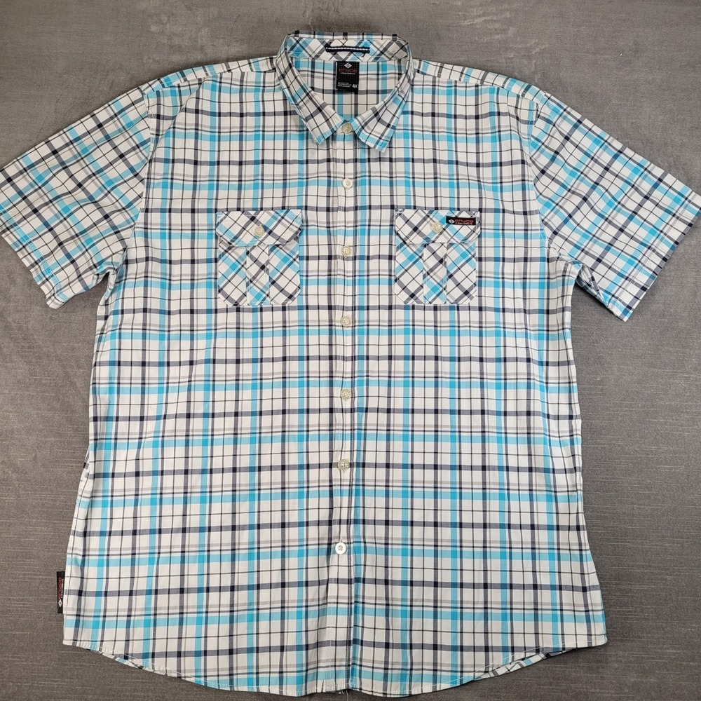Enyce Y2K Mens Plaid Short Sleeve Button Down Shirt 4X Blue White Black